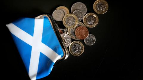 Saltire purse and money