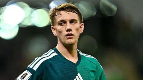Ethan Galbraith playing for Northern Ireland