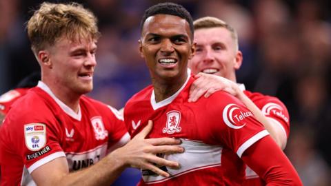 Morgan Whittaker of Middlesbrough celebrates