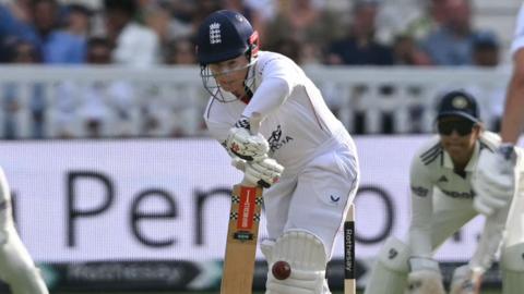 Tammy Beaumont is trapped lbw