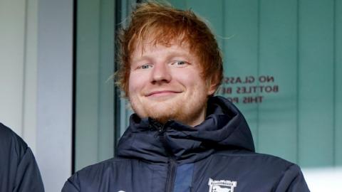 Ed Sheeran at a previous Ipswich Town football game