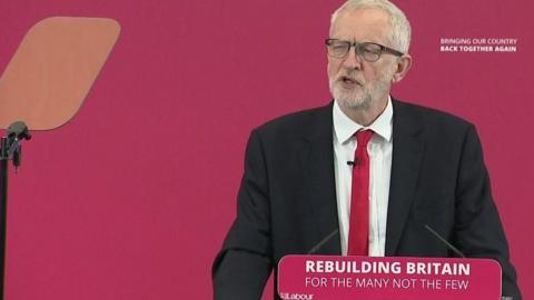 Jeremy Corbyn at Labour election launch