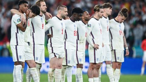 England players during penalty shootout
