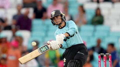 Kira Chathli of Surrey in action during the 2025 Vitality Blast Women's Final