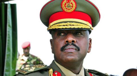 The son of Uganda's President Yoweri Museveni, Major General Muhoozi Kainerugaba attends a ceremony in which he was promoted from Brigadier to Major General at the country's military headquarters in Kampala on May 25, 2016.