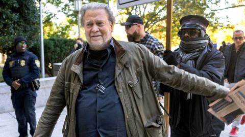 Steve Bannon arrives at federal court to be sentenced on October 21, 2022 in Washington, DC.