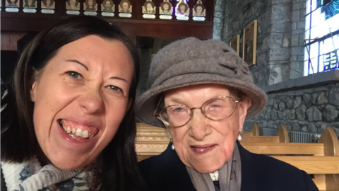 Louise and Nancy in church before the pandemic struck