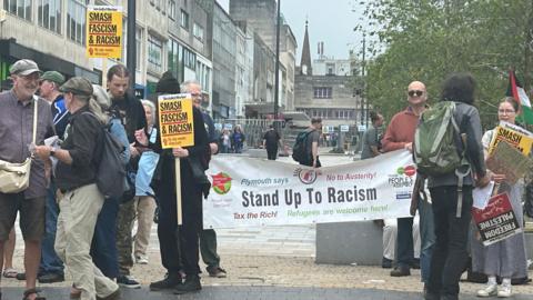 Part of the crowd gathering in Plymouth