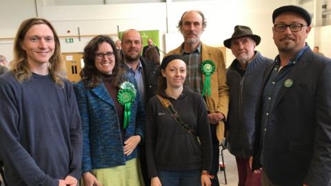 Green party candidates at the Powys count