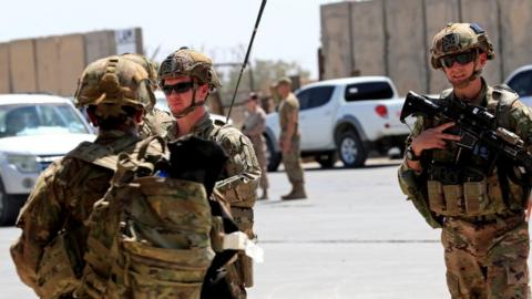 US soldiers are seen during a handover ceremony of Taji military base to Iraqi forces (23 August 2020)