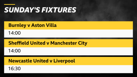 Burnley v Aston Villa, Sheffield United v Manchester City, Newcastle United v Liverpool