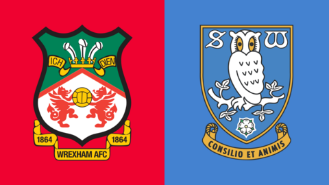 Side-by-side of Wrexham and Sheffield Wednesday club badges