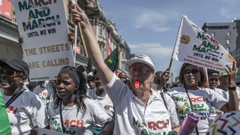 March on March protesters are seen leading a protest against illegal immigration in South Africa