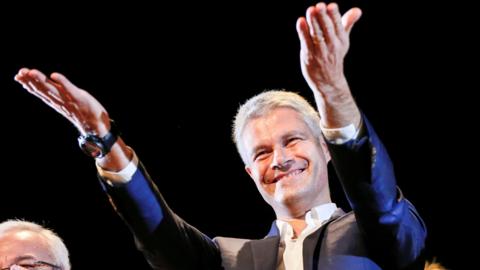 Laurent Wauquiez during a political rally near Lyon