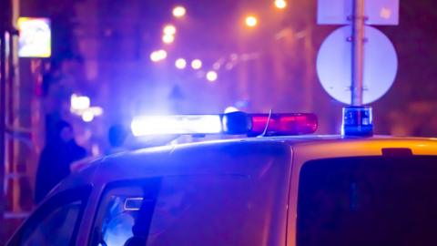 Police lights on a car in Hungary