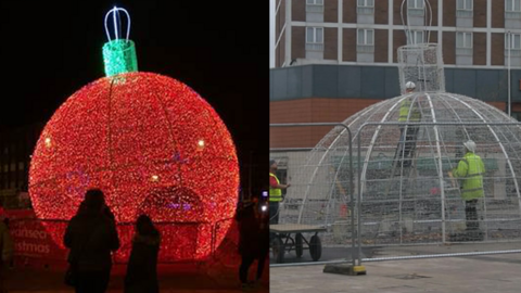 Before and after: Swansea's Christmas bauble