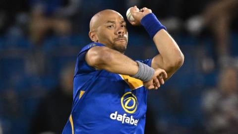 Tymal Mills sends down a delivery for Sussex