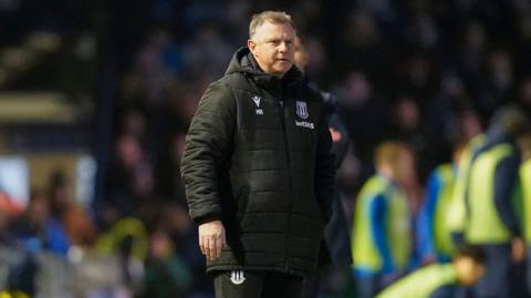 Stoke City boss Mark Robins during the 3-1 defeat at Portsmouth