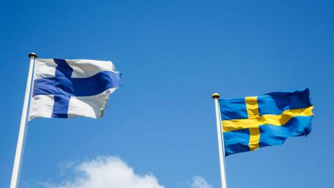 Finnish and Swedish flags