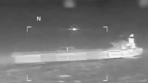 Screengrab from a video shows the tanker just before US forces boarded it