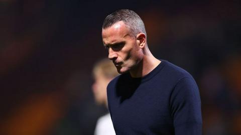 Nicky Hayen looks concerned after Burnley's defeat to Bradford City