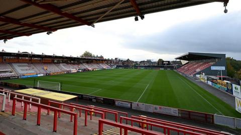 A general view picture of St James Park, Exeter's stadium.