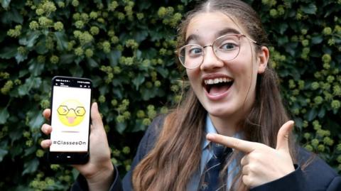 Lowri, 13, from Chilwell, Nottingham, is campaigning for an option to add a pair of glasses on emojis.