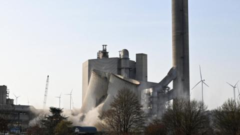 Cooling tower from a power plant being demolished