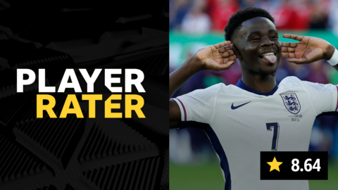 Bukayo Saka player rater graphic