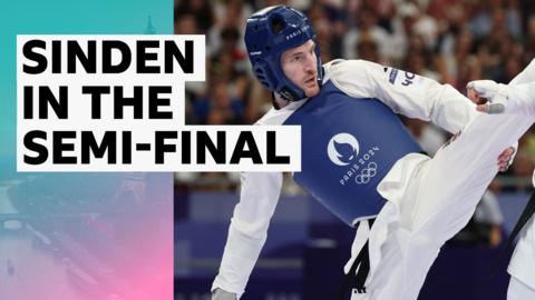 Watch the final round of Bradly Sinden's quarter-final victory in the men's -68kg taekwondo at Paris 2024