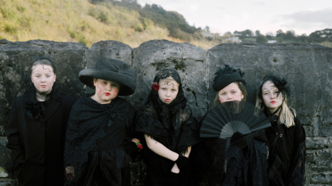 Children in black clothes