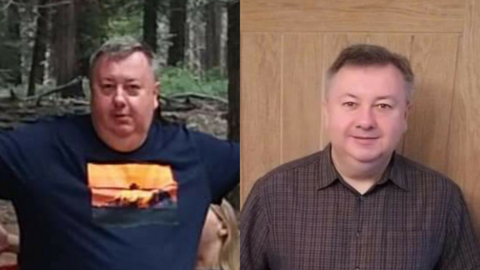 Side by side image of Wayne Thomas before and after weight loss