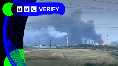 A Russian oil refinery on fire in Syzran