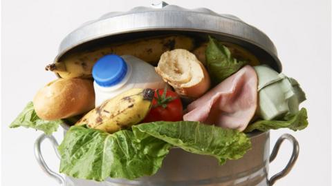 A bin full of food waste