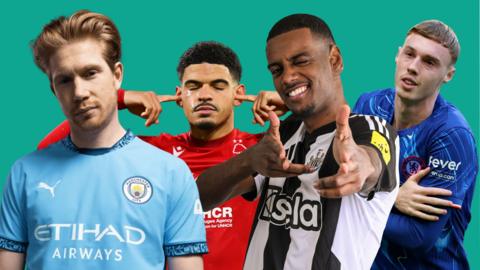 Kevin De-Bruyne, Morgan Gibbs-White, Alexander Isak and Cole Palmer. 