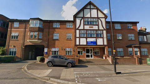 A Google Maps picture of the three-storey care home in Slough, with a faux-Tudor frontage above the main entrance.