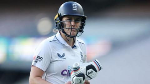 England's Nat Sciver-Brunt looks disappointed after getting out v Australia in the Women's Ashes Test