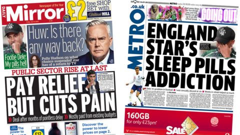 Front pages of the Daily Mirror and Metro, 14 July 2023