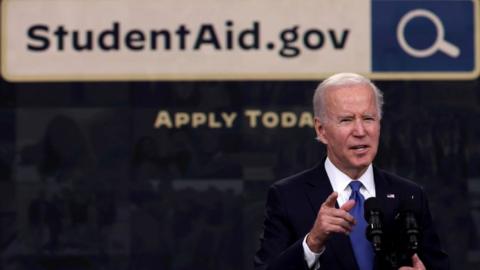 US President Joe Biden delivers remarks on the student debt relief plan