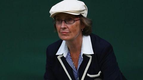 A woman line judge at Wimbledon