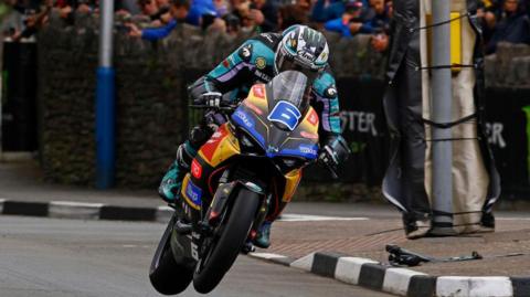 Michael Dunlop on board his V2 Ducati