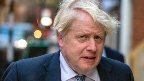 Former UK Prime Minister Boris Johnson arriving at Westminster Chapel on 1 March 2023 in London