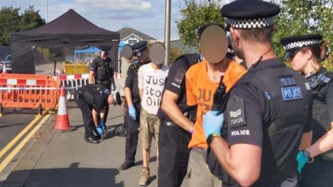 Essex Police with Just Stop Oil protesters