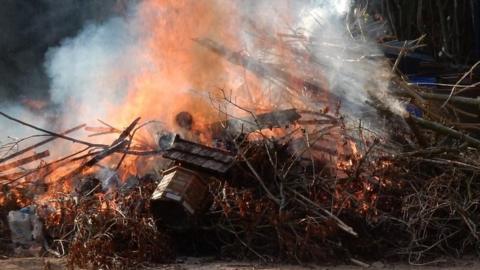 Waste burnt by Adam Ivory, 38, of Magnolia Cottage, Tydd St Giles