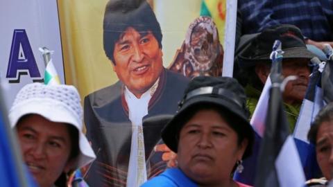 Thousands of supporters of Bolivian President Evo Morales march to support his candidacy for re-election in 2019, in La Paz, Bolivia, 07 November 2017