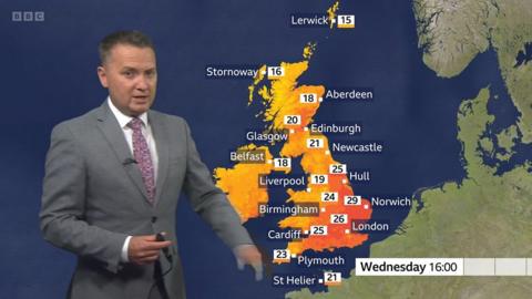 The BBC's Matt Taylor says fresher weather is on the way, after the UK topped 40C on Tuesday.