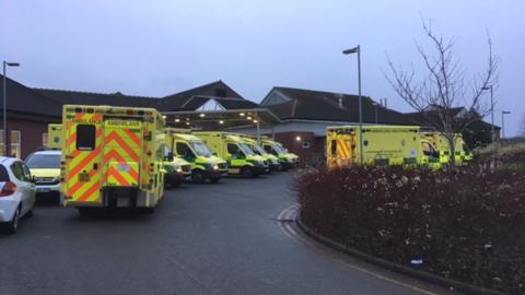 Ambulances at Wrexham Maelor Hospital