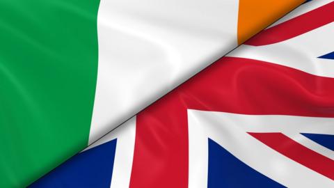The Irish flag and the UK union flag