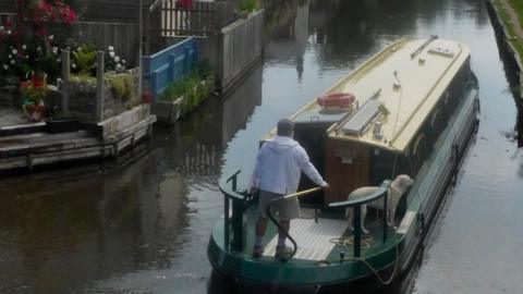 Narrowboat on Monmouthshire and Brecon Canal