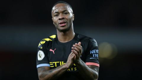 Raheem Sterling playing for Manchester City